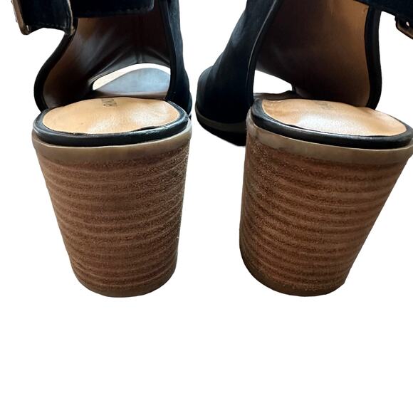 Franco Fortini | Size 9.5 Aniston Leather Peep Toe Block Heel Buckle Strap - Picture 4 of 11